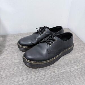 Black Platform Lace-Up Shoes with Yellow Stitching